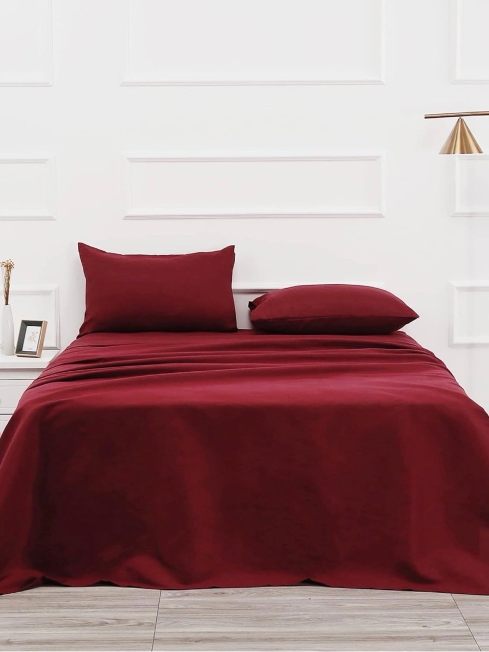 Best Season 400 Thread Count Cotton Twin Size Sheet Set (Burgundy Color) 3 Piece